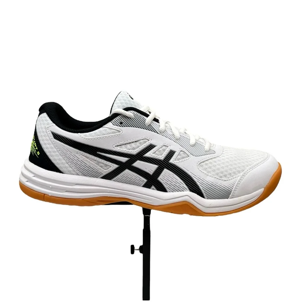 Asics Upcourt 5 Mens Volleyball Shoes Size 8 White Safety Yellow Black Gum Sole